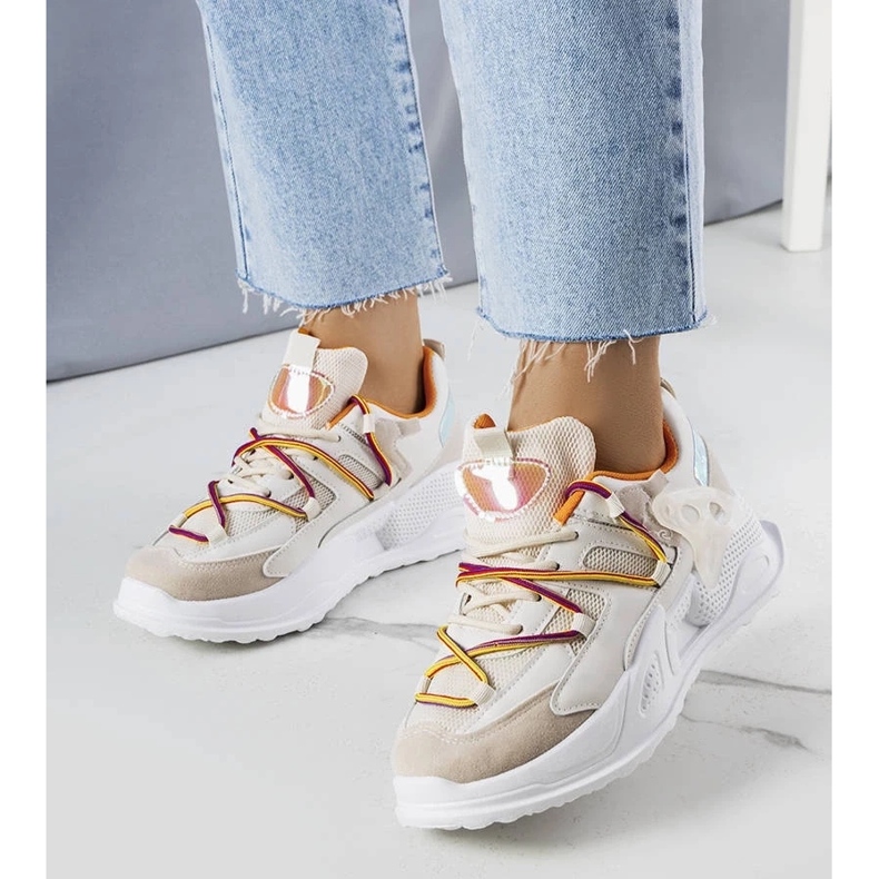 D/GMR Beigefarbene Sneaker aus Stoffgemisch von Traci 1