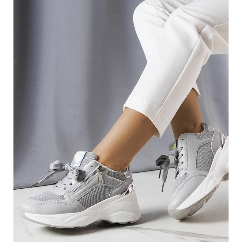 D/GMR Graue Sneaker mit Keilabsatz von Stacey 2