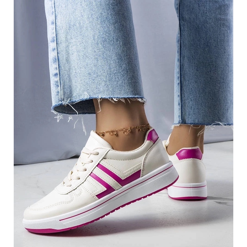 D/GMR Cremefarbene Sneakers mit pinkfarbenen Einsätzen von Olympia beige 2