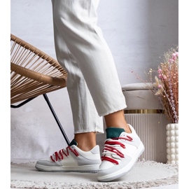 D/GMR Graue Turnschuhe Frauen -Turnschuhe mit roten Arcobaleno -Schnürsenkel 2