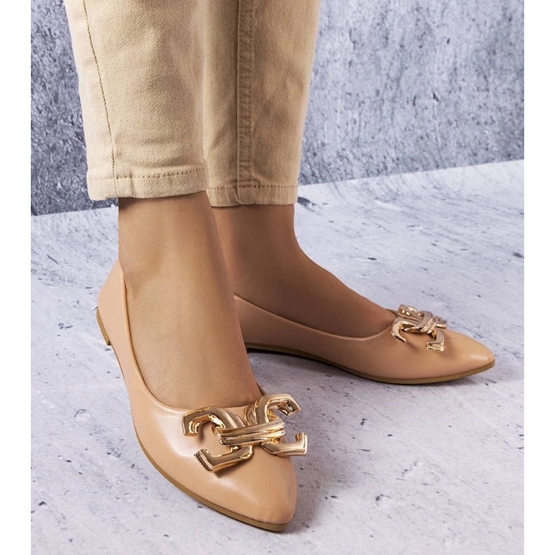 D/GMR Dunkelbeige Ballerinas mit Vallée-Verzierung 1