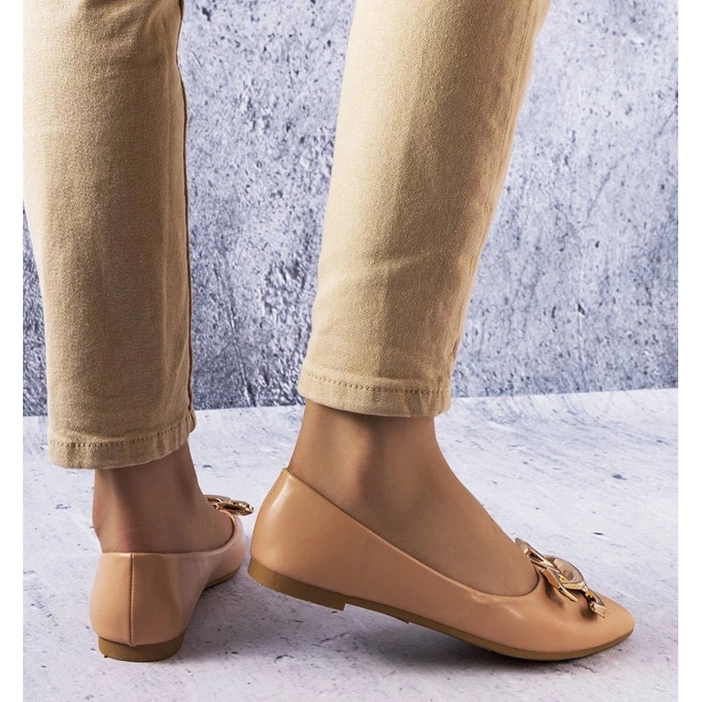 D/GMR Dunkelbeige Ballerinas mit Vallée-Verzierung 2