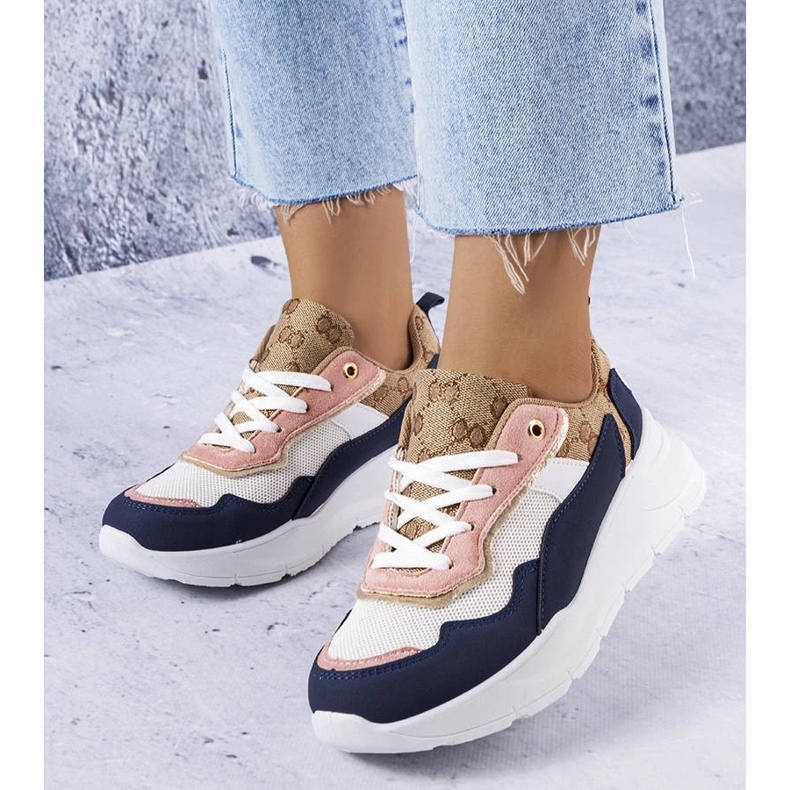 D/GMR Marineblaue Sneakers mit goldenen Einsätzen von Lebrun 1