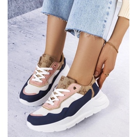 D/GMR Marineblaue Sneakers mit goldenen Einsätzen von Lebrun 2