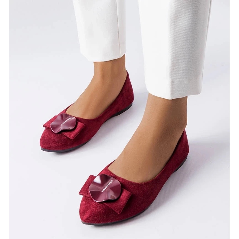 D/GMR Burgunderrote Ballerinas, verziert mit Rémy-Strasssteinen 1