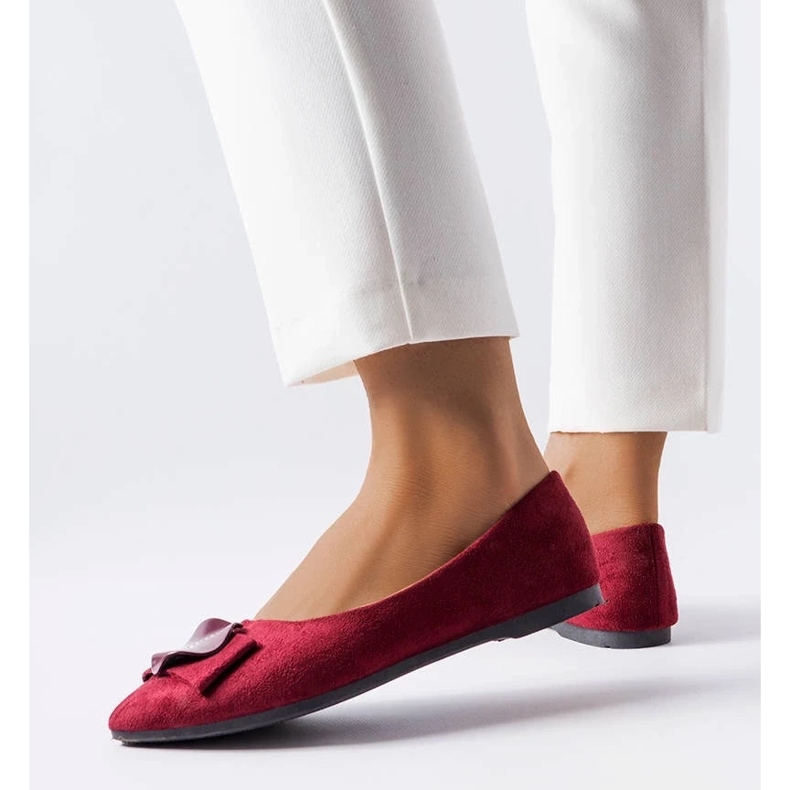 D/GMR Burgunderrote Ballerinas, verziert mit Rémy-Strasssteinen 2