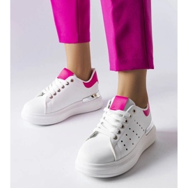 D/GMR Weiße Sneakers mit farbiger Chalut-Perforation rosa 2