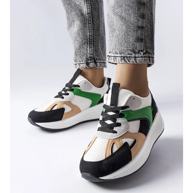 D/GMR Schwarze Sneaker aus Materialmix von Riel weiß 1