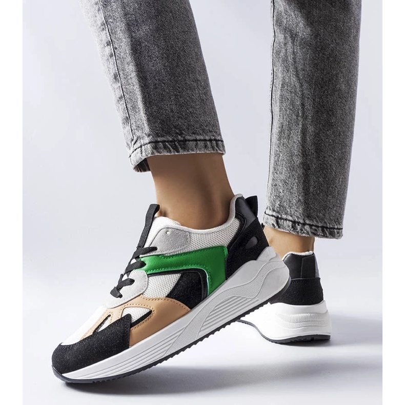 D/GMR Schwarze Sneaker aus Materialmix von Riel weiß 2