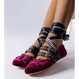 D/GMR Burgunderfarbene Ballerinas mit Boutot-Schnalle rot 2
