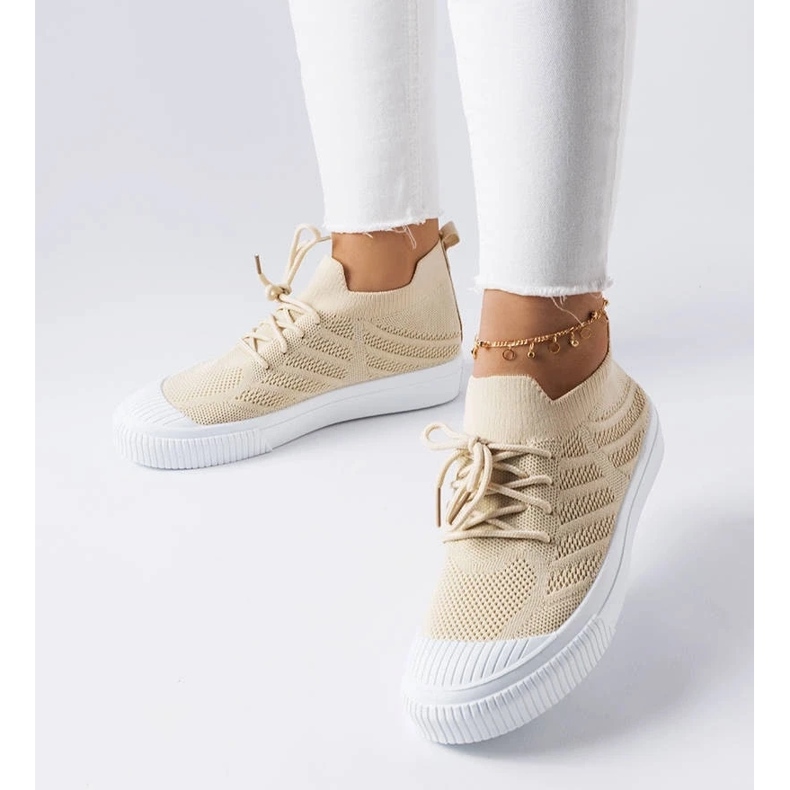 D/GMR Beige Turnschuhe aus elastischem Stoff von Polaire 1