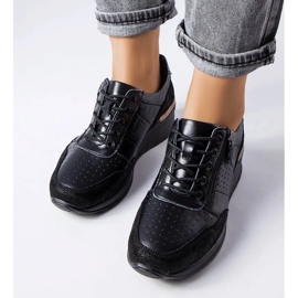 D/GMR Jazzar schwarze durchbrochene Lederschuhe 2