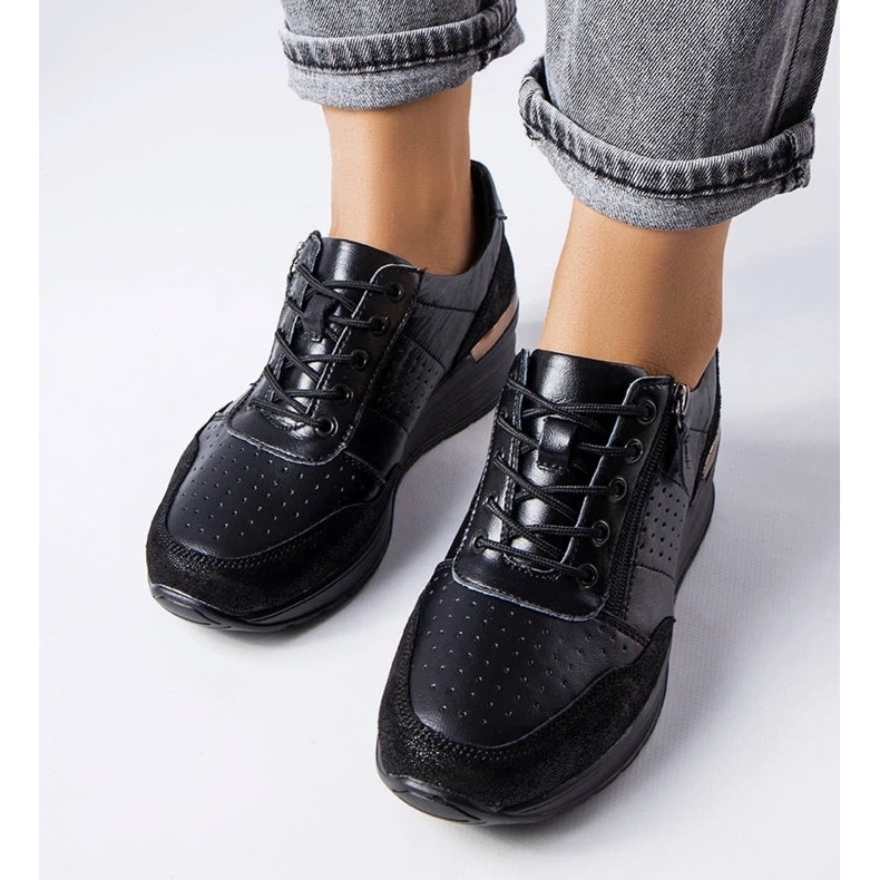 D/GMR Jazzar schwarze durchbrochene Lederschuhe 2