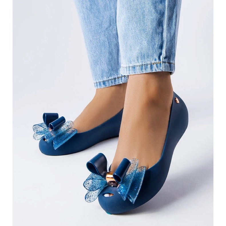 D/GMR Marineblaue Ballerinas von Meliski mit Jerome-Schleife 1