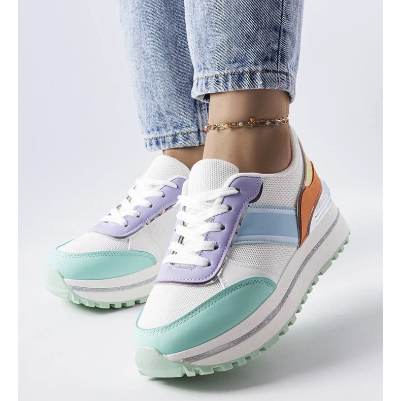 D/GMR Grüne Sneakers mit Glitzereinsätzen von Lang 1