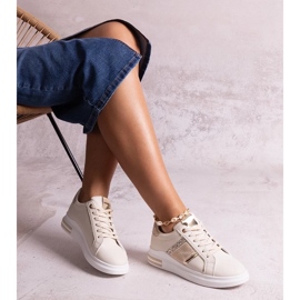 D/GMR Beigefarbene Sneakers, verziert mit Xarles-Strasssteinen 2