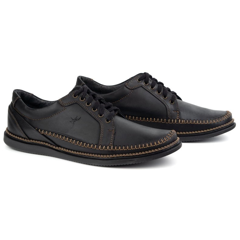 Olivier Herren Lederschuhe Casual Model 313gt Schwarz 2