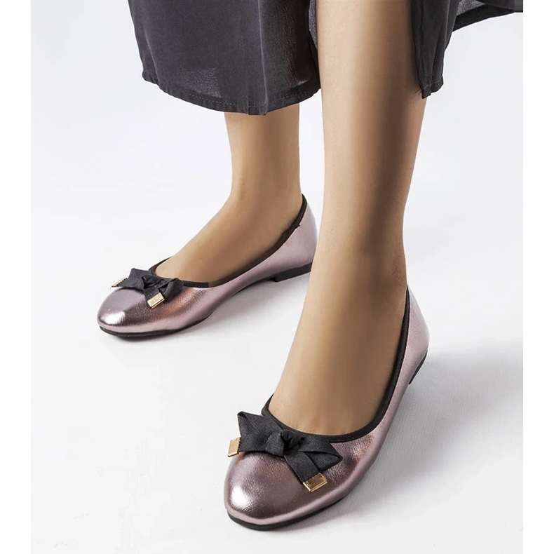 D/GMR Ballerinas in Silbermetallic mit Boro-Schleife 1