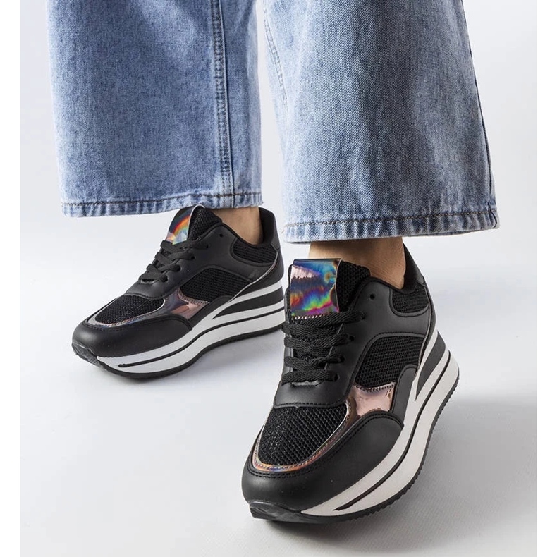 D/GMR Schwarze Turnschuhe auf der dicken alleinigen Ethel 1