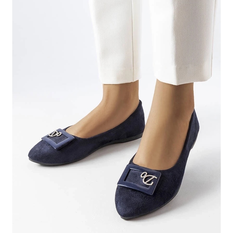 D/GMR Marineblaue Ballerinas mit Strasssteinen von Fleming 1