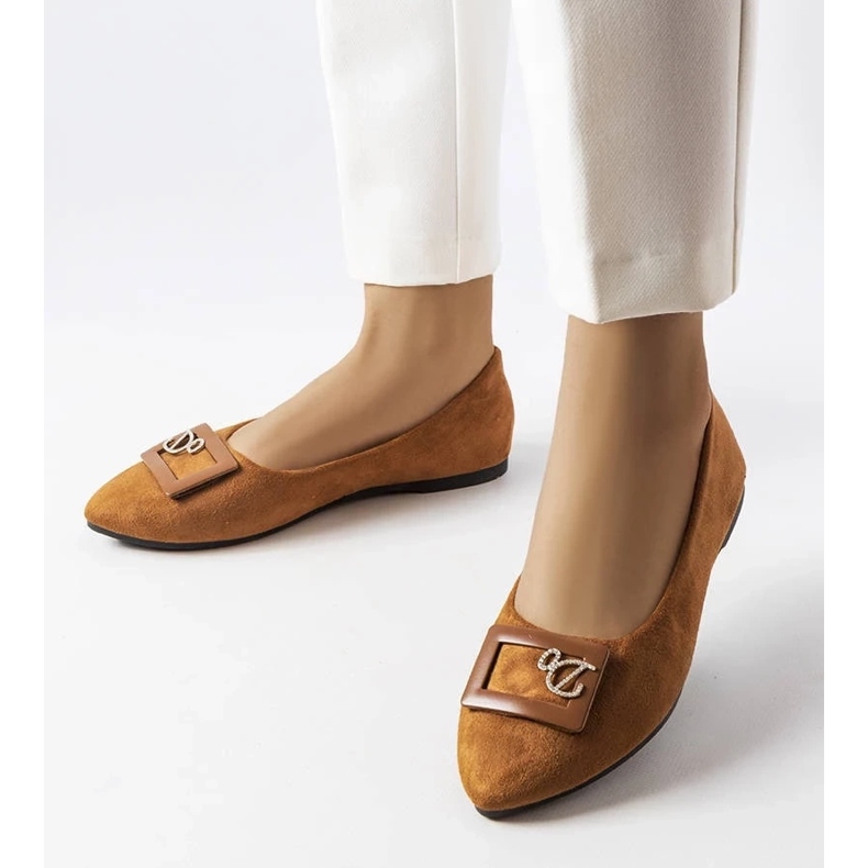 D/GMR Braune Ballerinas verziert mit Strasssteinen von Fleming 1