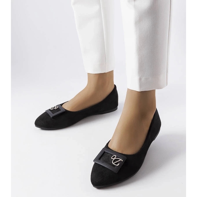 D/GMR Schwarze, mit Strasssteinen verzierte Ballerinas von Fleming 2