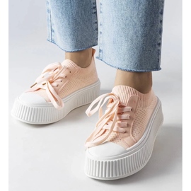 D/GMR Rosafarbene Stoffsneaker auf der Mallus-Plattform 1