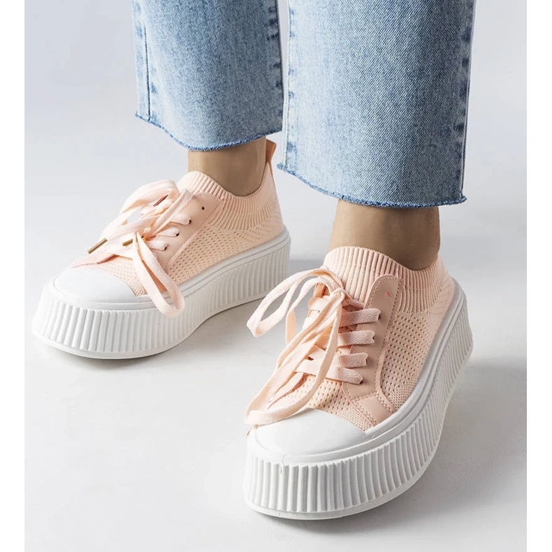 D/GMR Rosafarbene Stoffsneaker auf der Mallus-Plattform 1