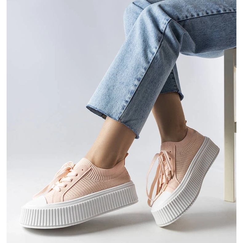 D/GMR Rosafarbene Stoffsneaker auf der Mallus-Plattform 2