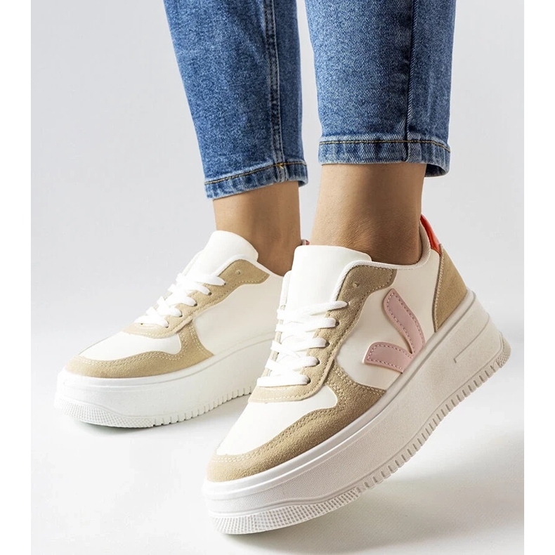 D/GMR Weiße Sneakers mit rosa Plouffe-Einsatz 2