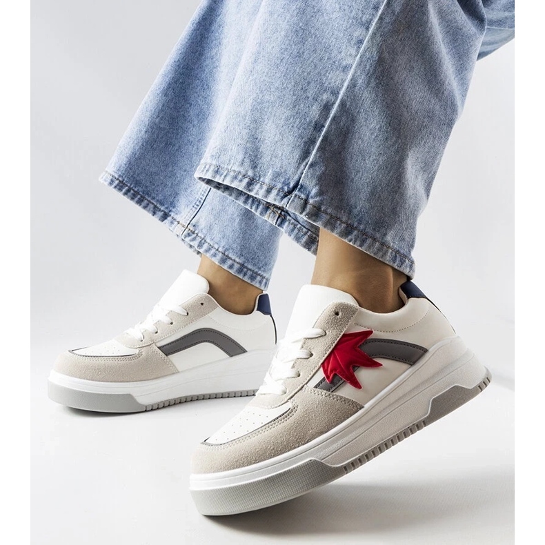 D/GMR Weiße Sneakers mit Öko-Wildleder-Einsatz von Kollins 2