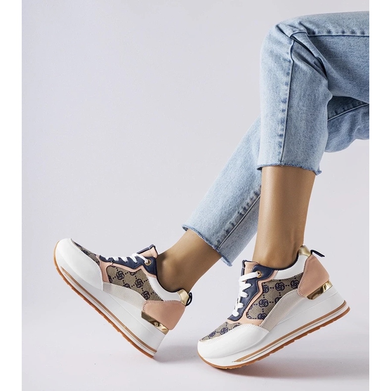 D/GMR Weiße und rosa Rouxi-Keilsneaker 2