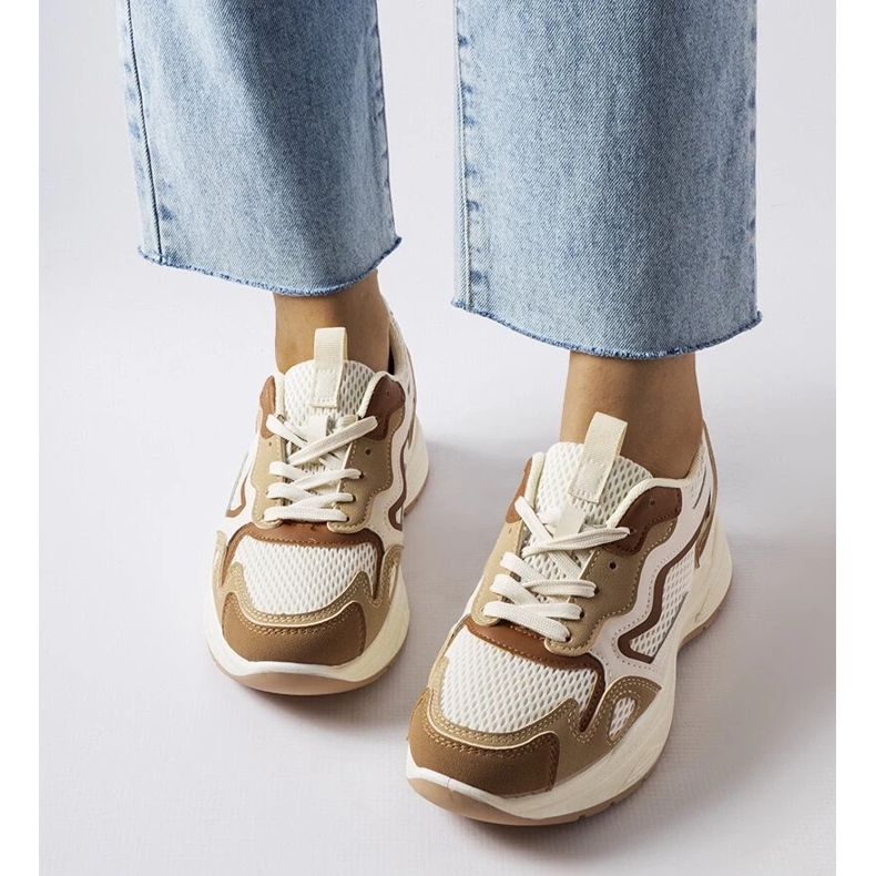 D/GMR Hohle beige Sport-Sneaker grün 2