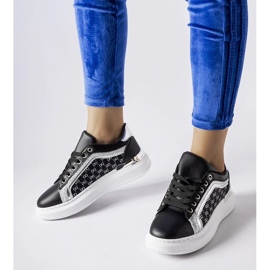 D/GMR Schwarze Sneaker mit silbernem Leo-Dekor 1