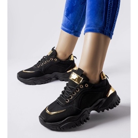 D/GMR Schwarze Sneakers mit goldenem Lodgeville-Akzent 2