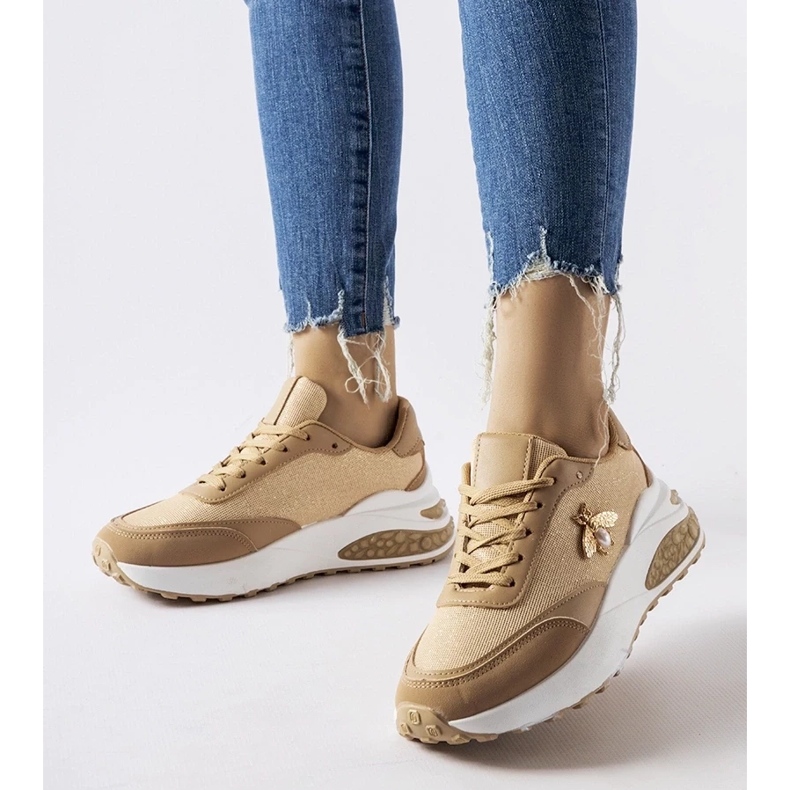 D/GMR Braun-weiße Sneakers mit dekorativem Acciano-Faden 2