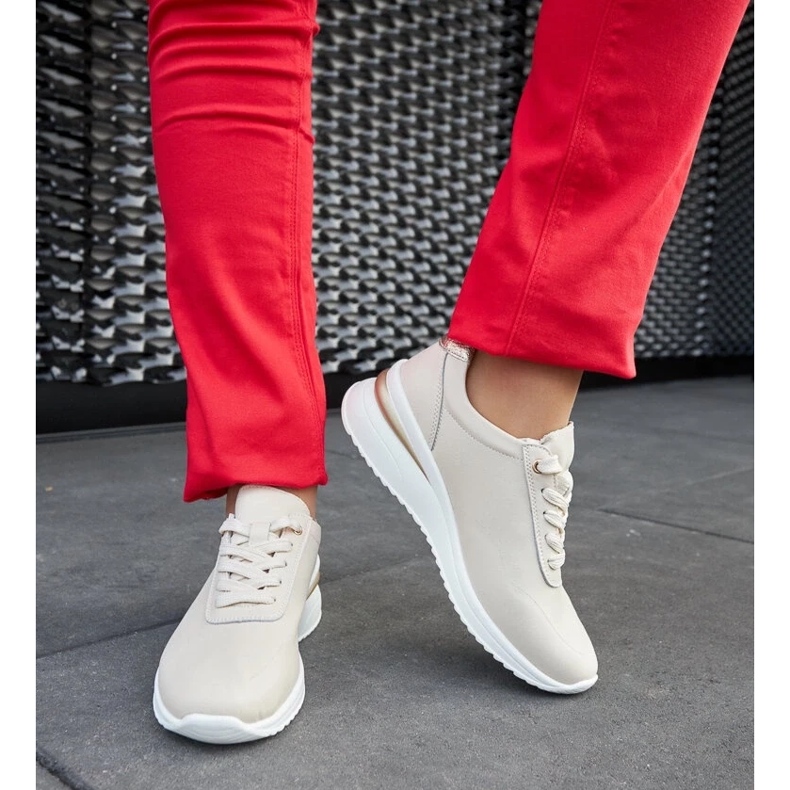 D/GMR Beige Keilsneaker aus Leder von Federico 2