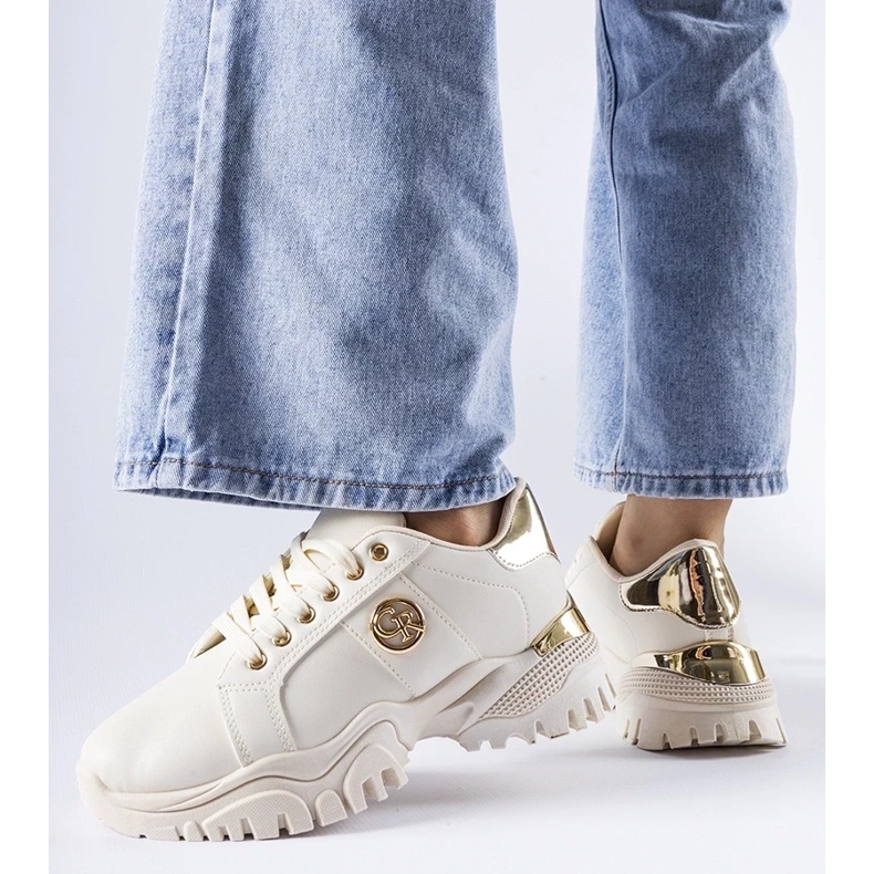 D/GMR Beigefarbene Sneaker mit massiver Arpaia-Sohle 1