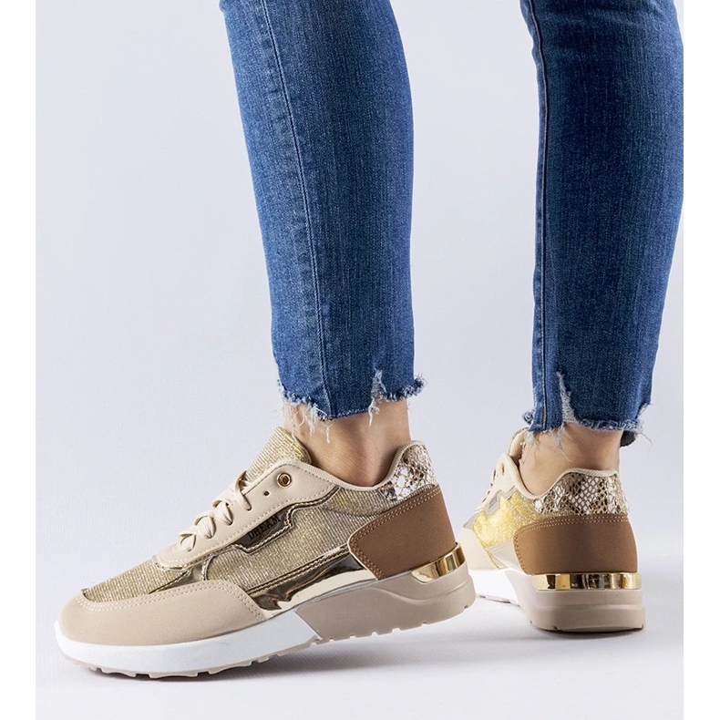 D/GMR Beige Glitzer-Sneaker von Roganzuolo 2