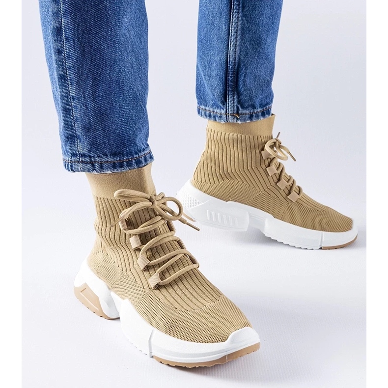 D/GMR Dunkelbeige High-Top-Sneaker von Sanschagrin 1