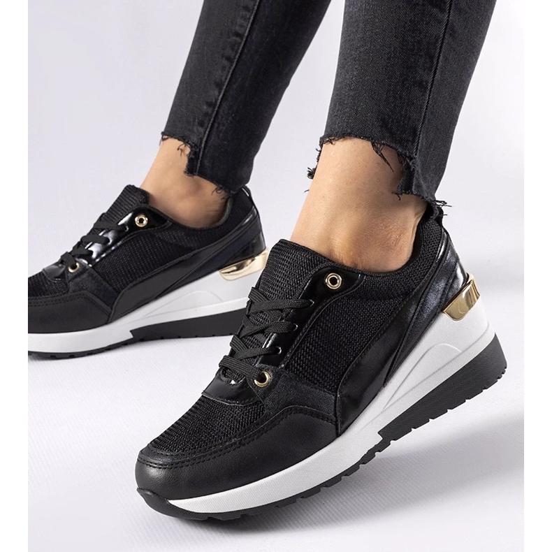 D/GMR Schwarze Gauvin-Sneaker mit Keilabsatz 2