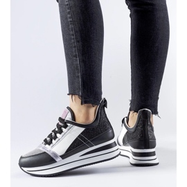 D/GMR Schwarze Glitzer-Sneaker auf der Marce-Plattform 2