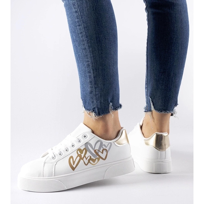 D/GMR Weiß- und Gold -Turnschuhe auf der Montclair -Plattform 1