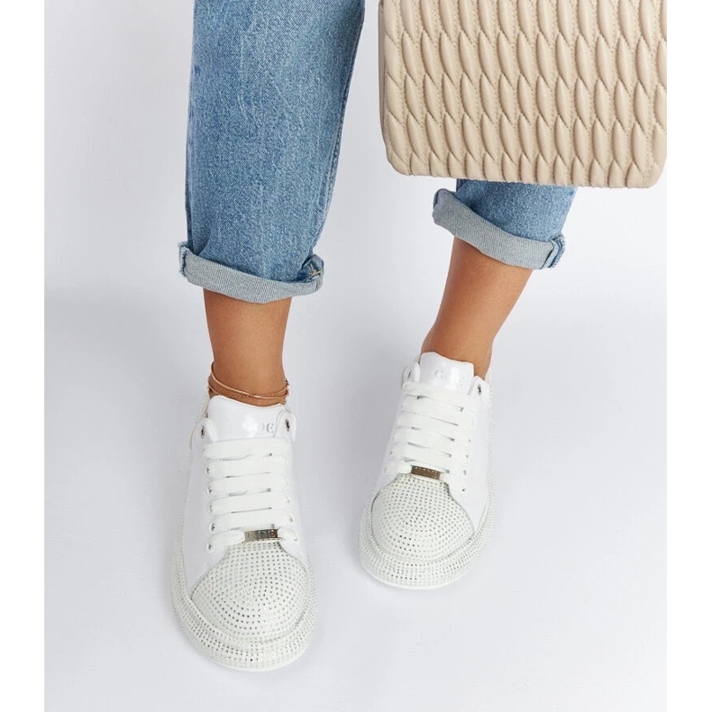 D/GMR Weiße Sneakers mit Strasssteinen Goe NN2N4011 2