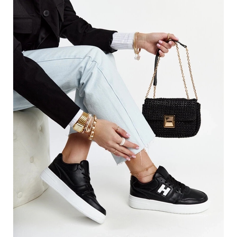 D/GMR Schwarze Sneakers auf weißem Mentha-Plateau 1