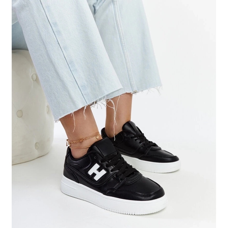 D/GMR Schwarze Sneakers auf weißem Mentha-Plateau 2