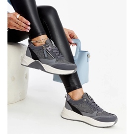 D/GMR Grau glänzende Sneakers auf der Makda-Plattform 2