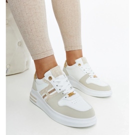 D/GMR Weiße und beige Sneakers auf der Negisti-Plattform 1