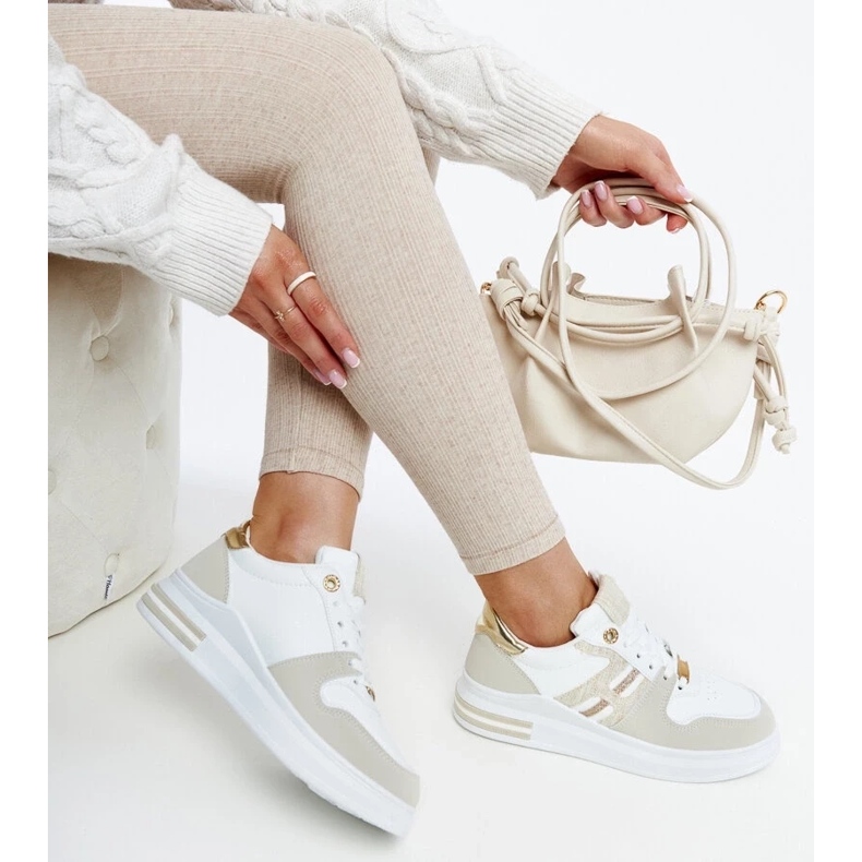 D/GMR Weiße und beige Sneakers auf der Negisti-Plattform 2