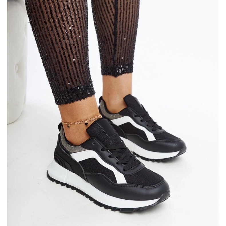 D/GMR Schwarze Plateau-Sneaker mit Evelia-Glitzer 1